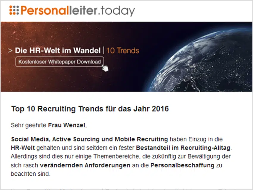 Kampagne_Mailing_Prescreen_Bewerbermanagementsystem - "Wie Sie einfach und schnell die besten Bewerber für sich gewinnen“