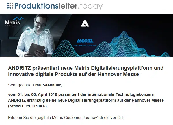 Mailing_Referenz_Andritz Digitalisierungsplattform